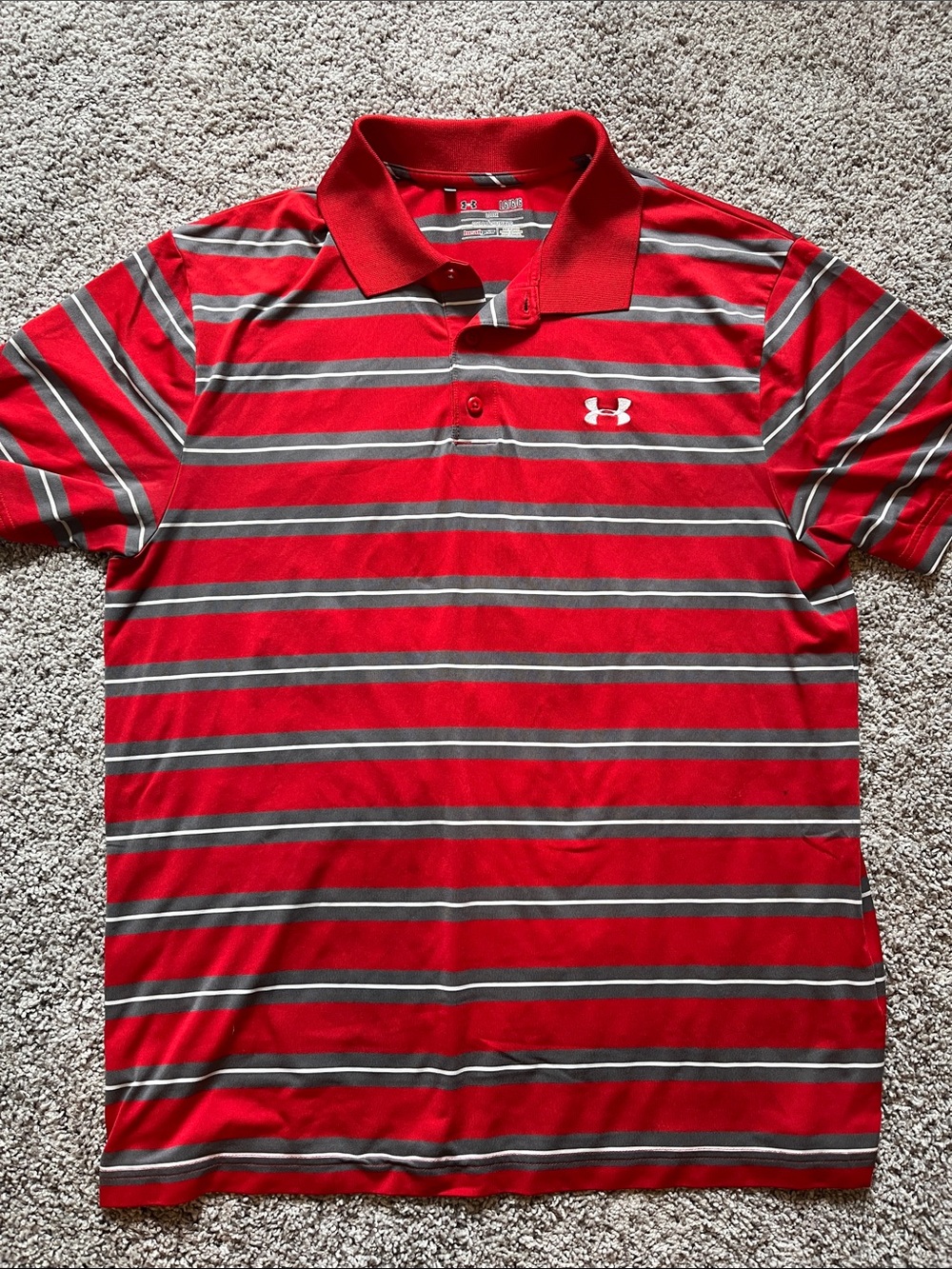 Under Armour Men's Polo Shirts - Blue, Red, Black Stripe Set of 3 - Picture 7 of 8
